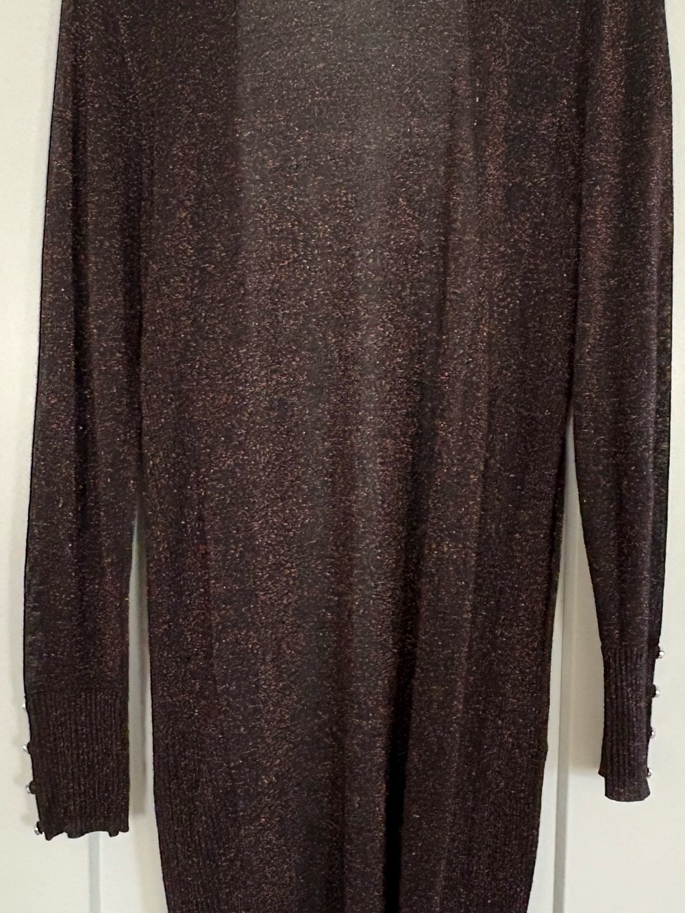 89th & Madison Long Open-Front Cardigan in Dark Brown - Picture 5 of 5